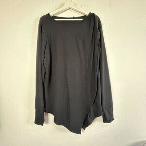 Betabrand Womens Black Asymmetrical Hem Long Sleeve Tunic Top XL Stretch Casual